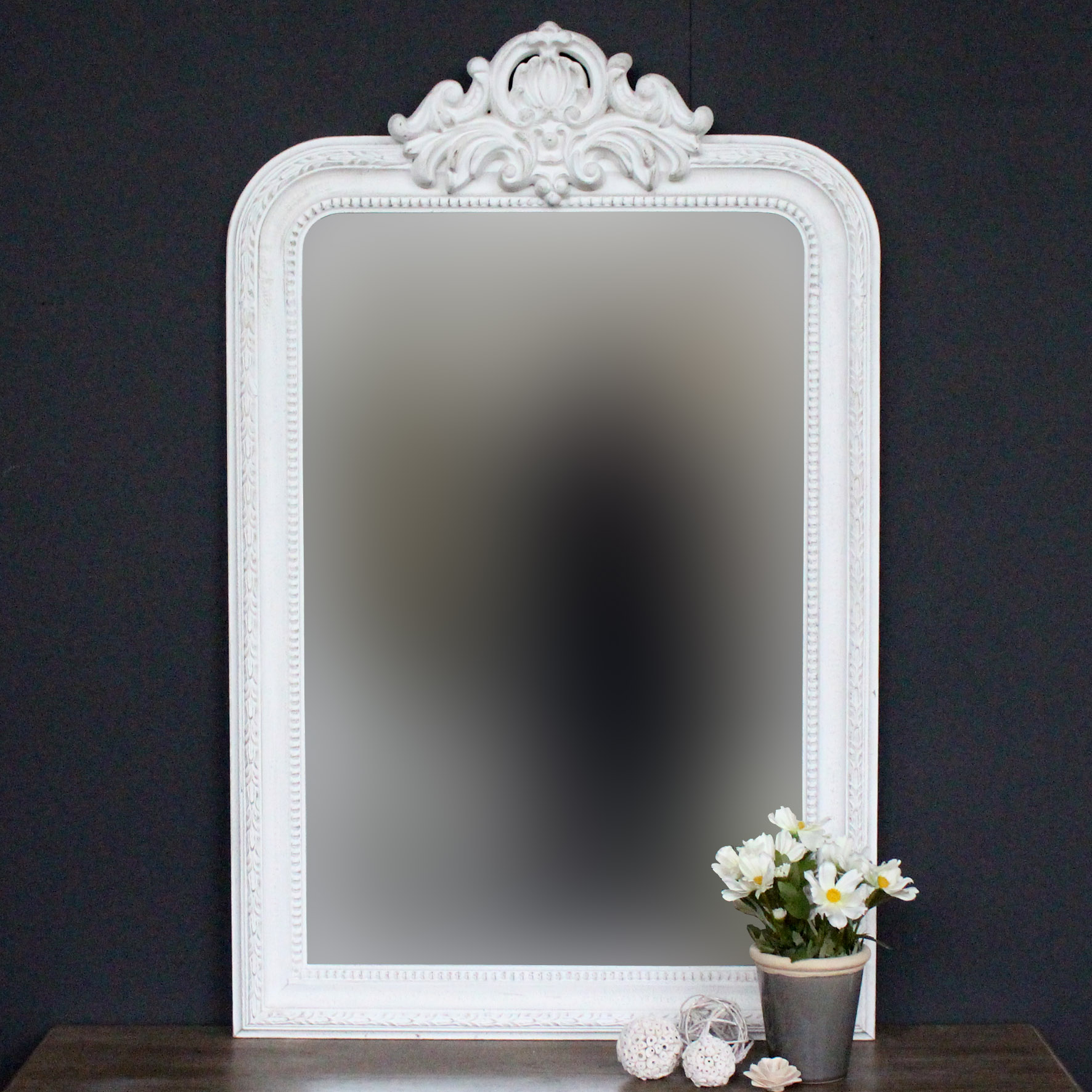 ANTIQUE WHITE French House Mirror