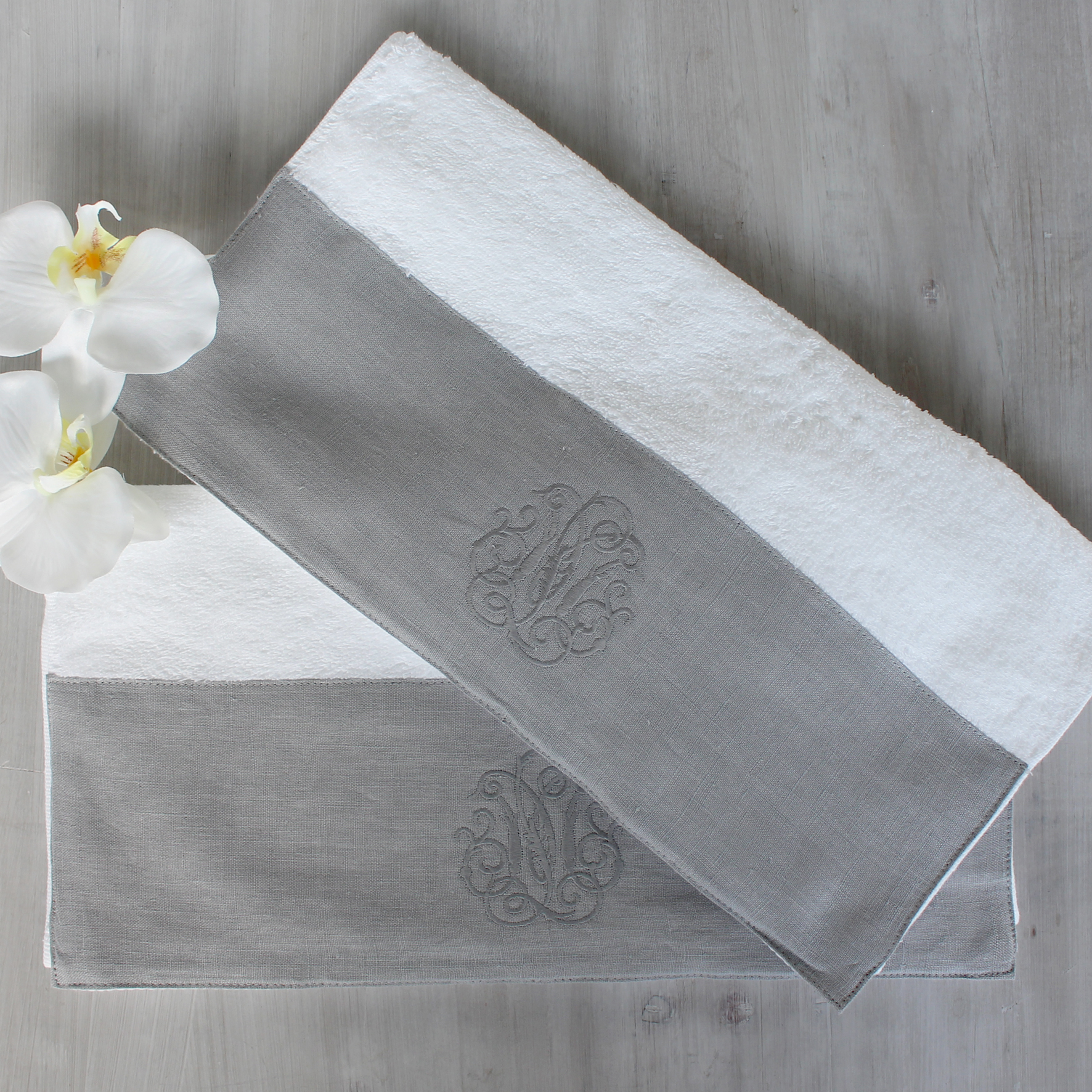 REBECCA Guest Towel White/Light Grey REBECCA Guest Towel White/Light Grey