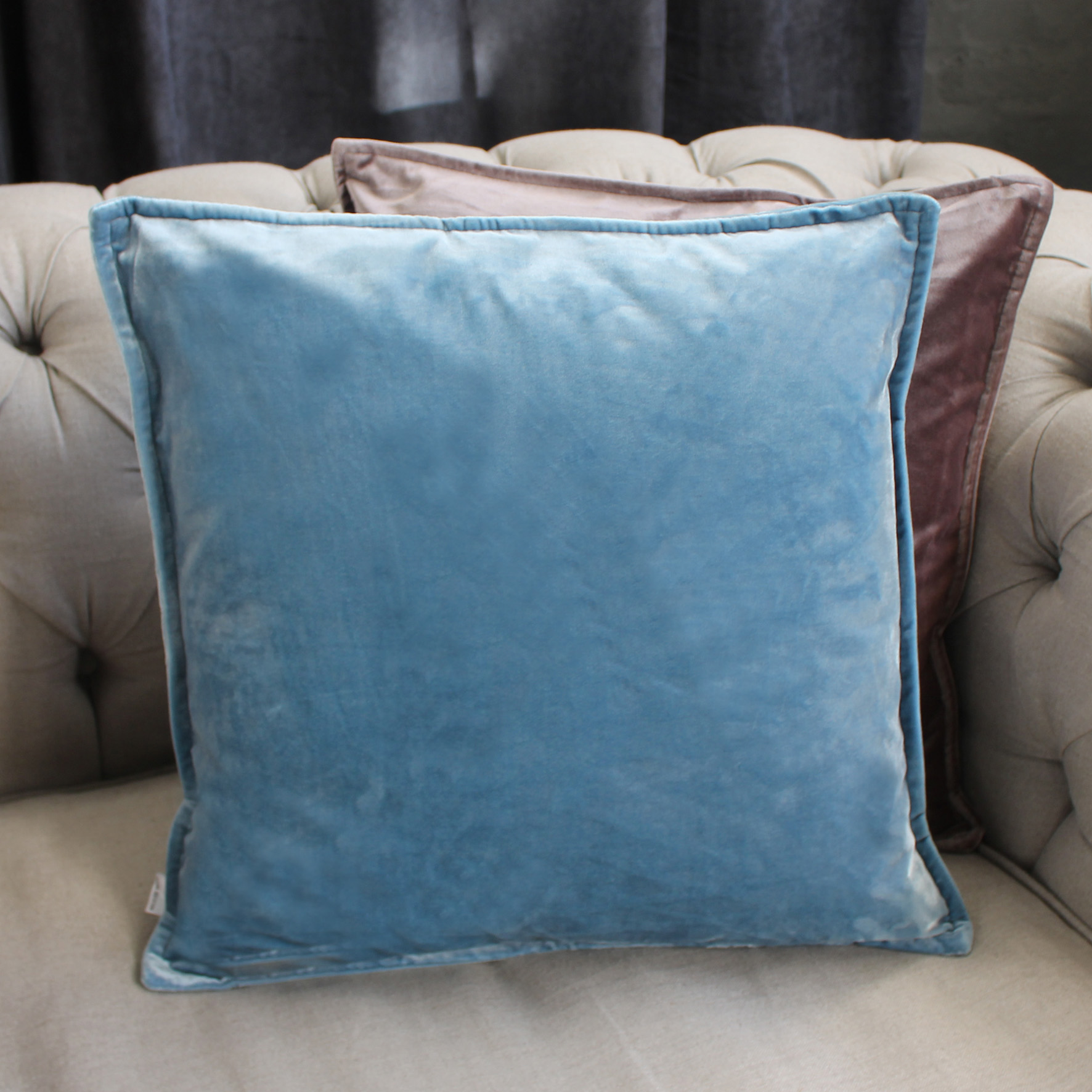 Sky Blue Velvet Cushion