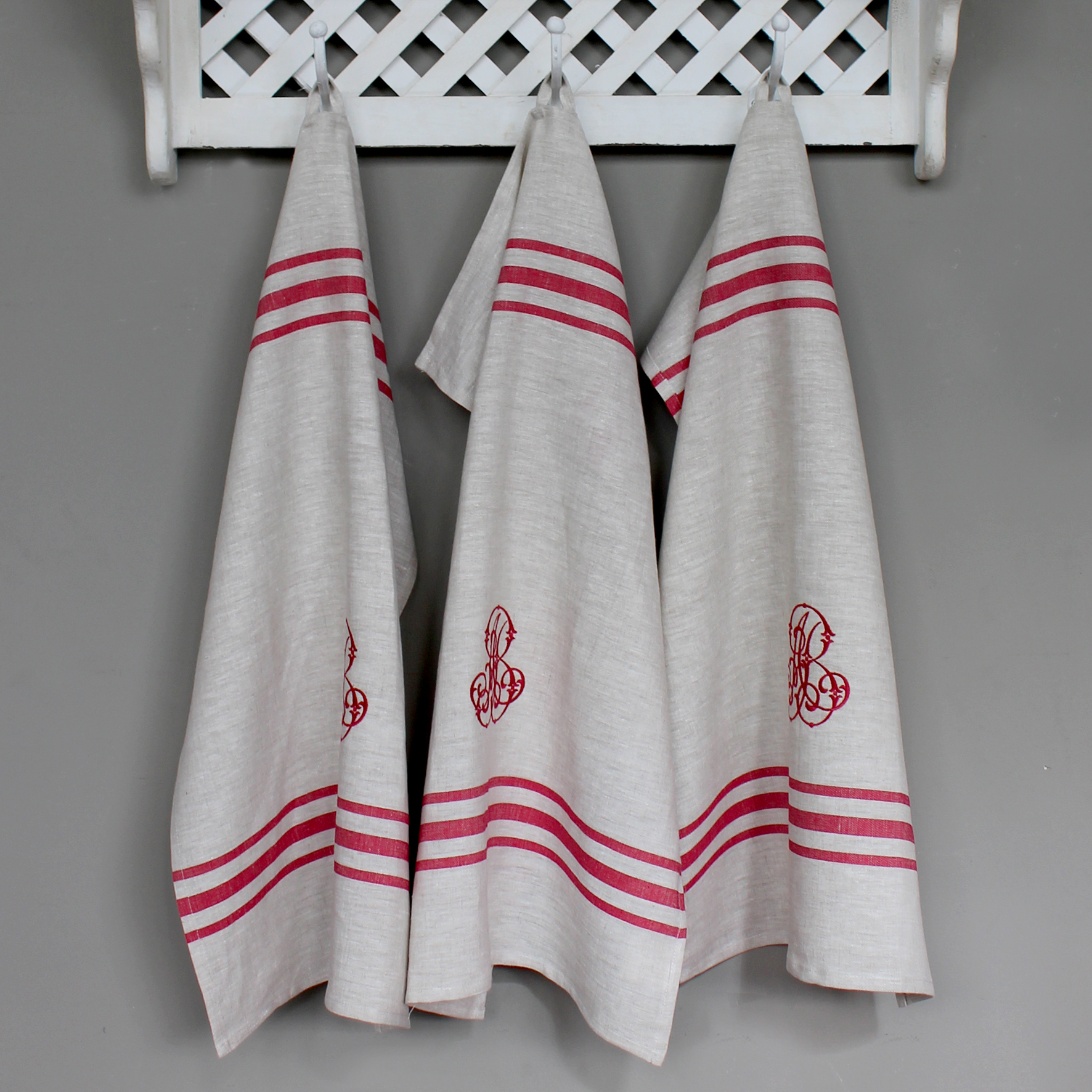 B Embroidery RED STRIPE Kitchen Towel B Embroidery RED STRIPE Kitchen Towel