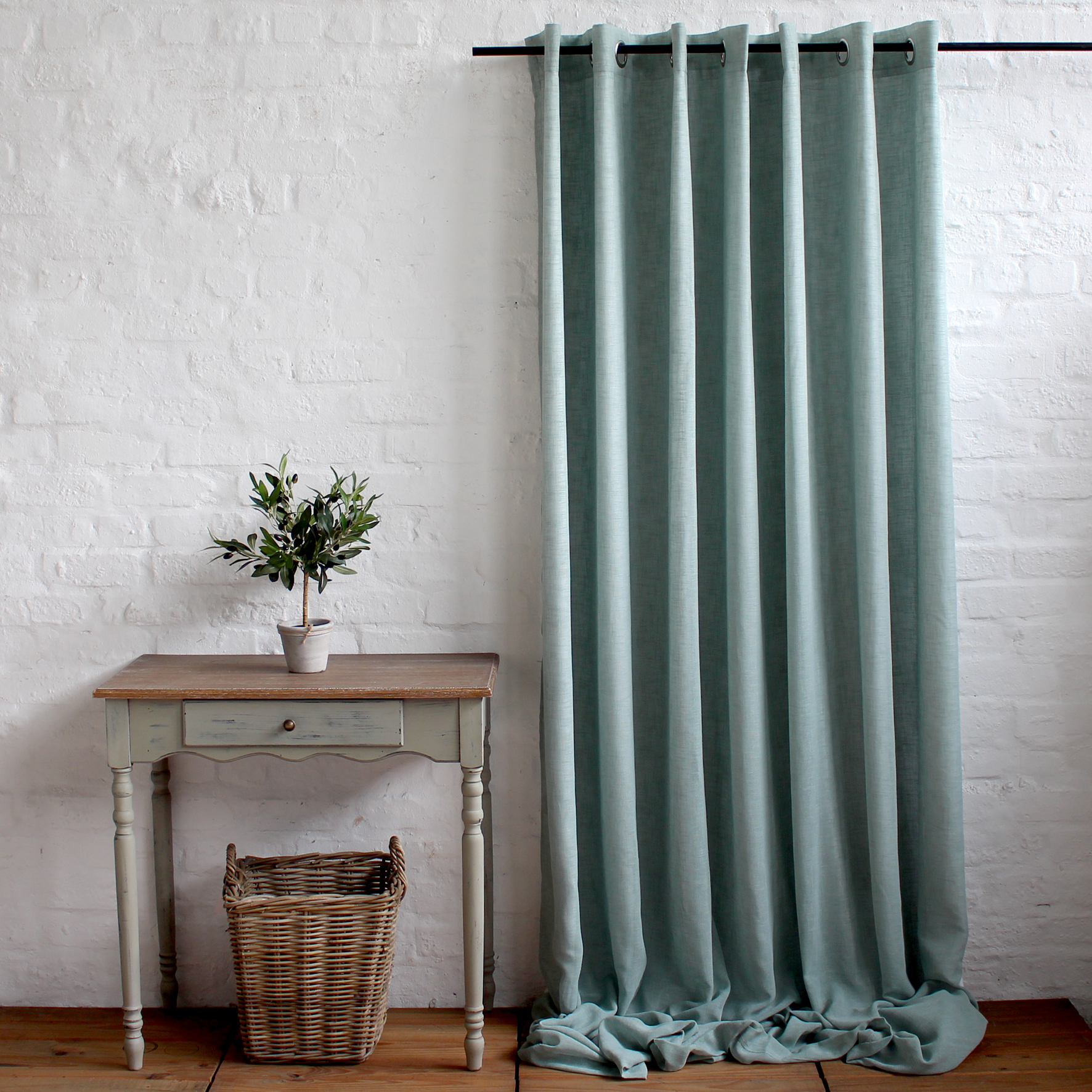 Ready Made Curtains Biggie Best Duckegg Plain Mesh Eyelet Curtain