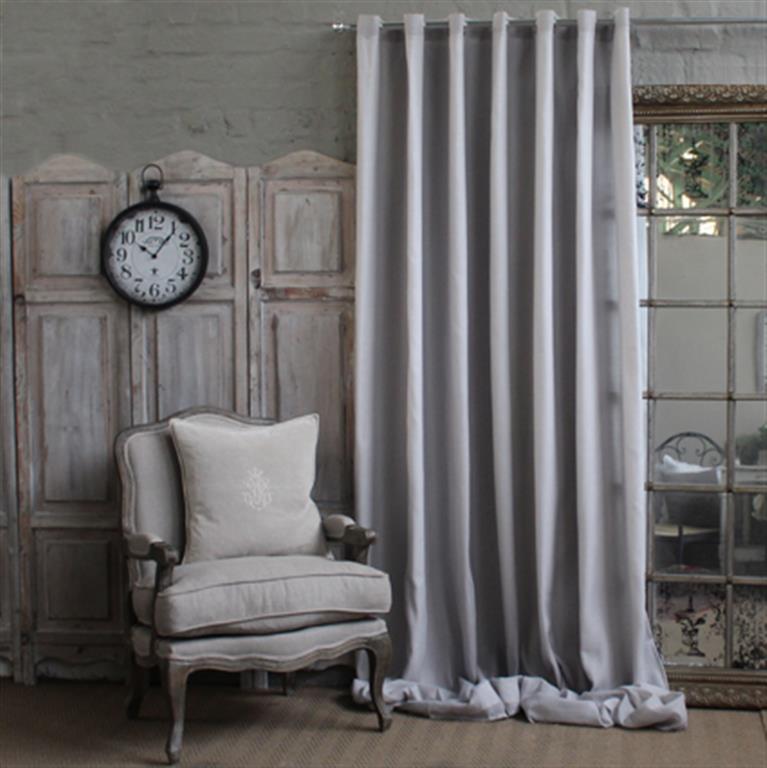 Plain mesh light grey curtain
