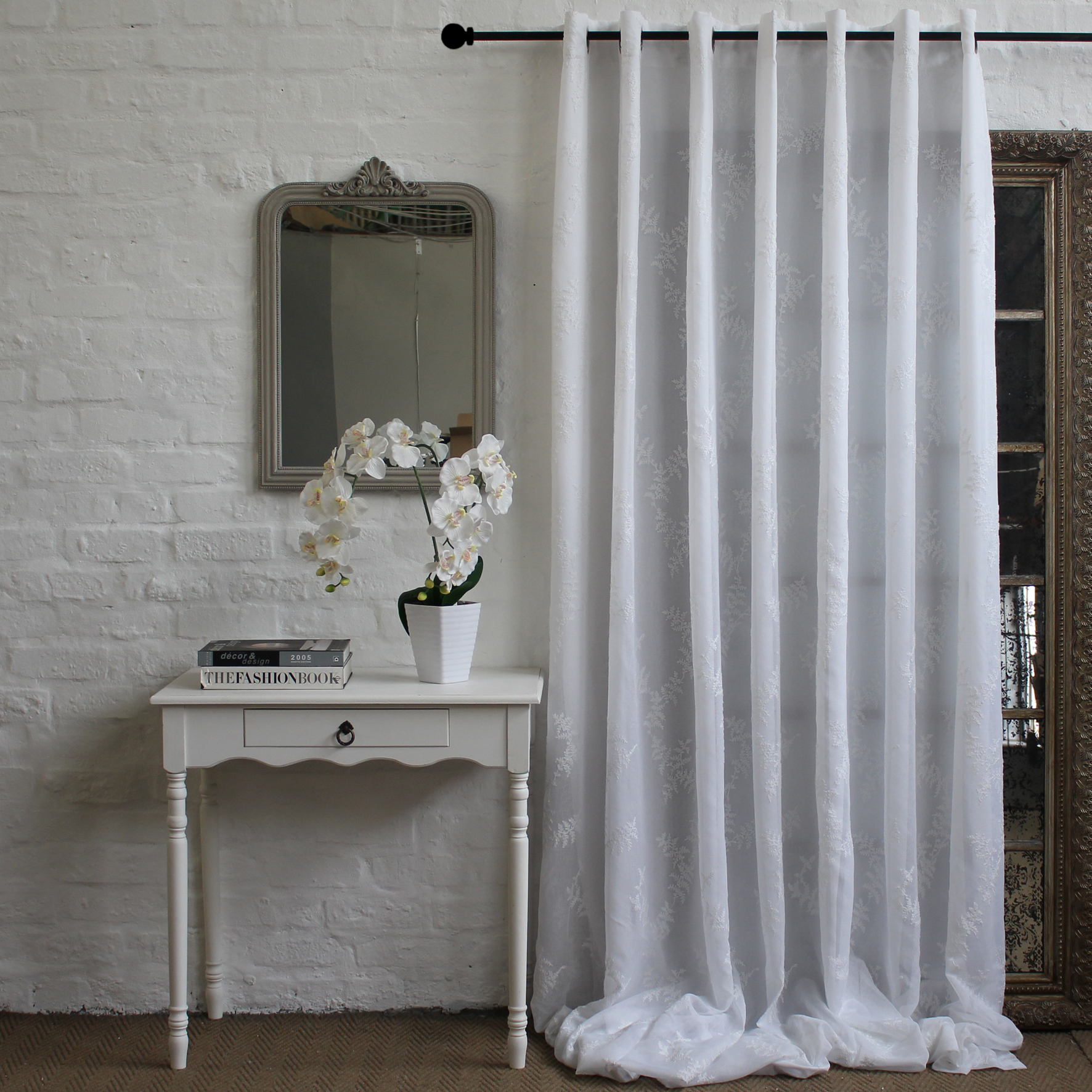 Coral Voile White Curtain