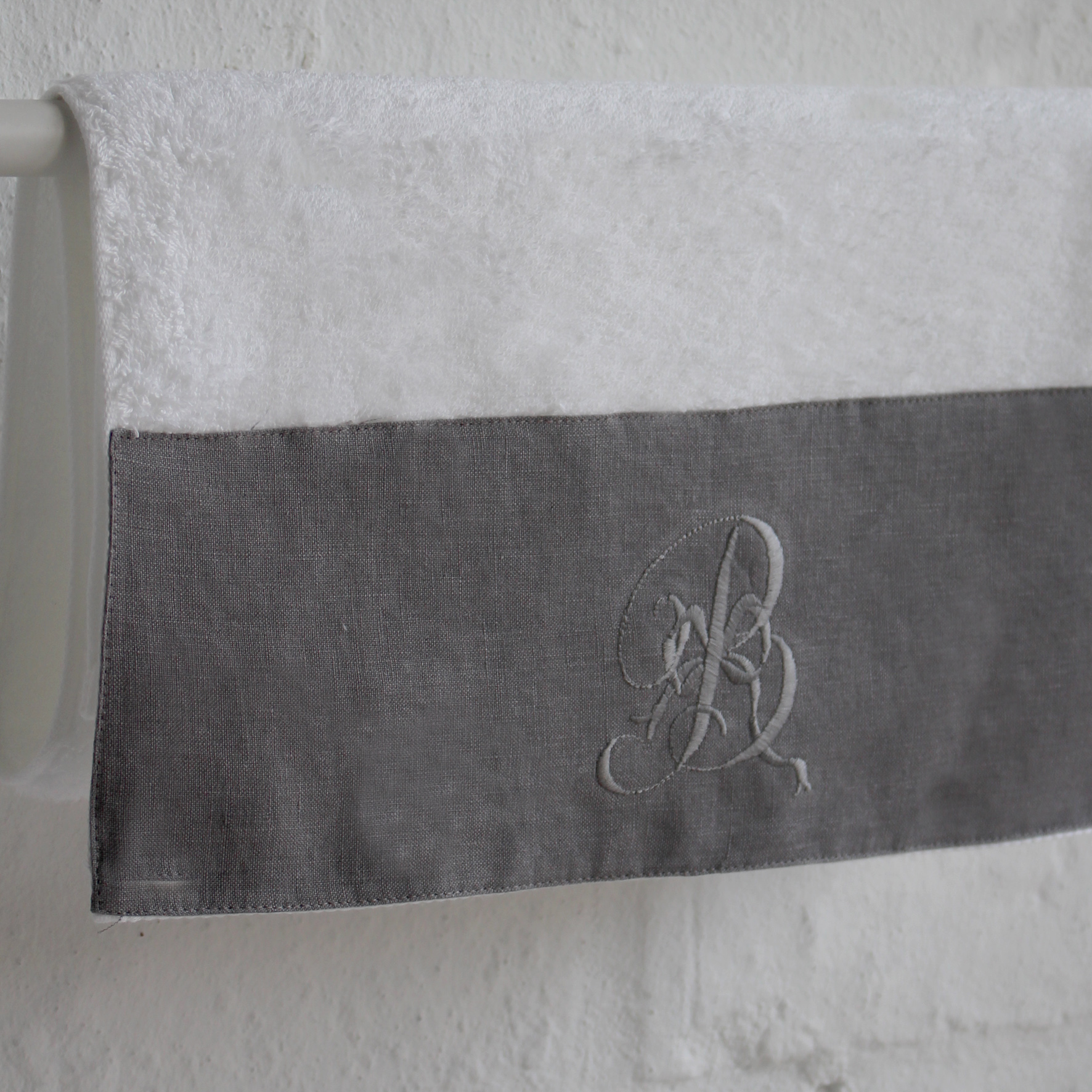 Large Grey/White Towel 'B' Embroidery Large Grey/White Towel 'B' Embroidery