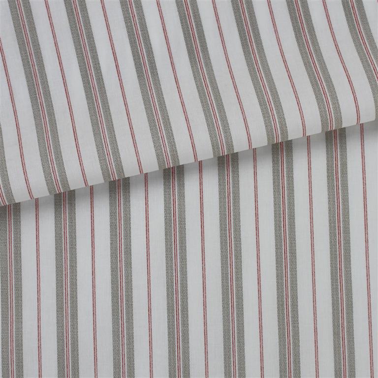 Pin Stripe, red/linen